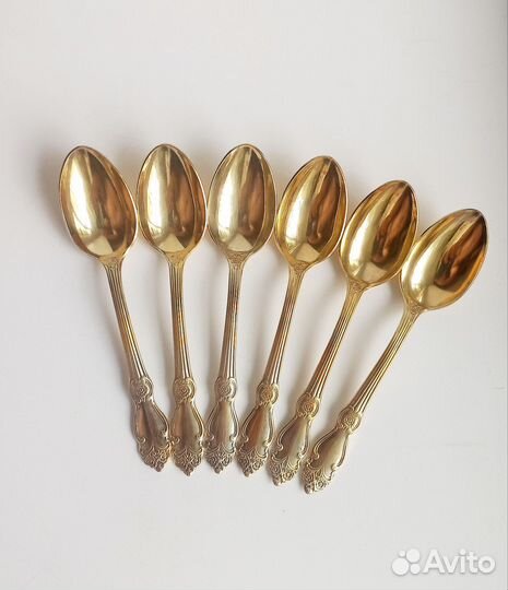 Чайные ложки СССР мнц 6шт. Золотая роза. позолота