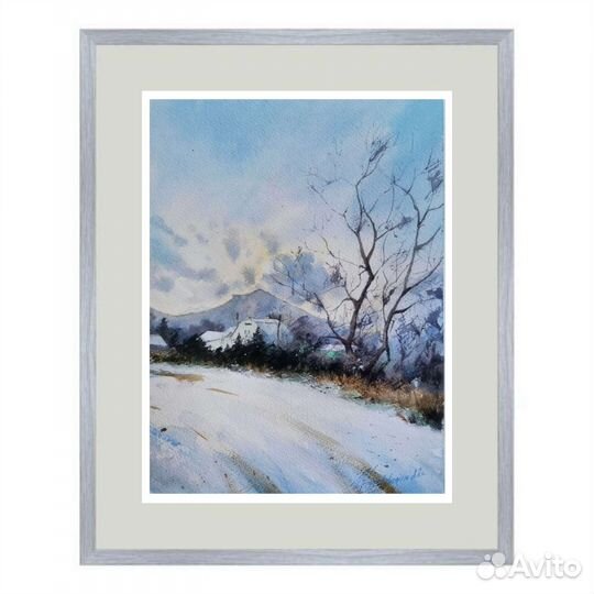 Картина акварель пейзаж Щебетовка Отузы