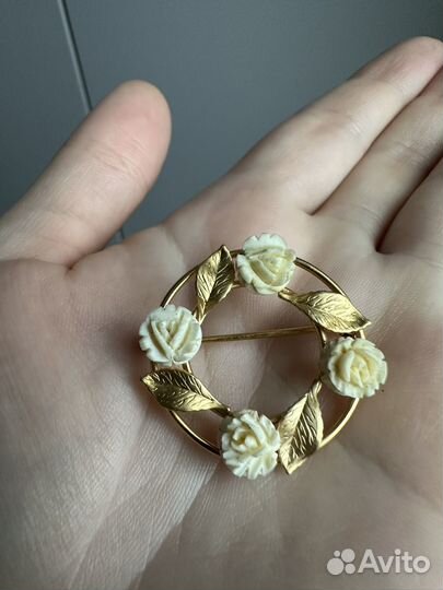 Брошь винтаж США 12K K.L. маркирована 1950е