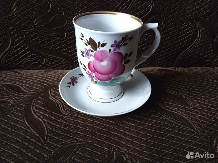 Чайная пара Большой бокал и блюдце СССР Дулево