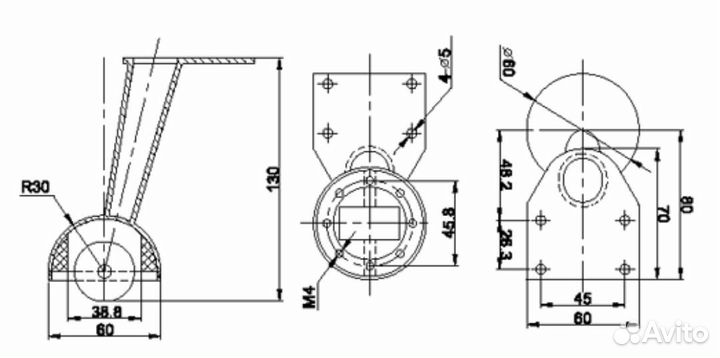 Нога мебельная с роликом 130 мм