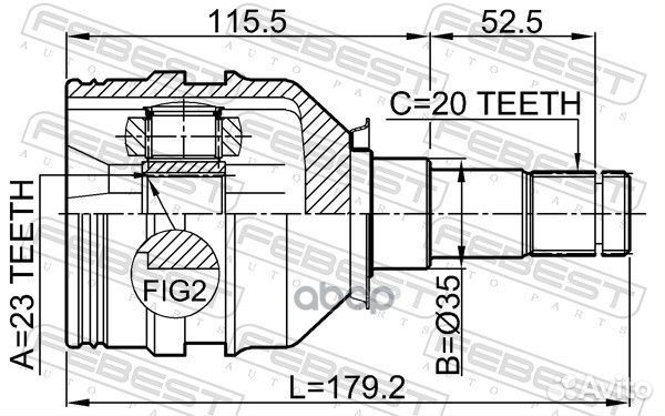 Шрус внутренний 23x35x20 (toyota avensis ADT25#