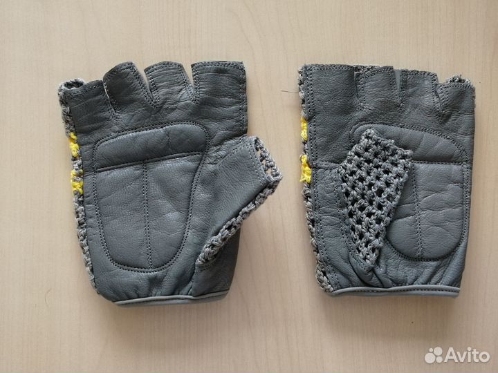 Перчатки для фитнеса (серые с желтым рисунком)