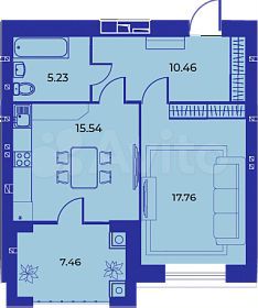 1-к. квартира, 56,5 м², 2/9 эт.