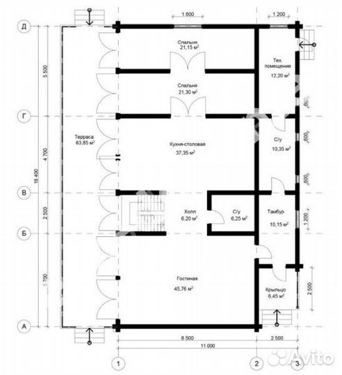 Проект дома из бруса 12х11 № эд-29