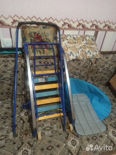 Санки детские на колесах + чехол