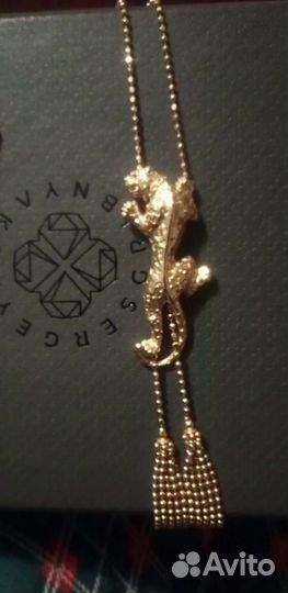 Шикарное крупное колье ягуар на цепи золото 585