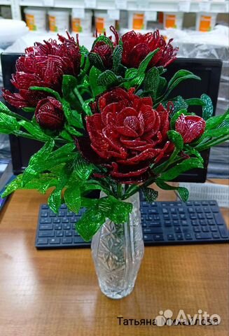 Букет пионов из бисера на заказ