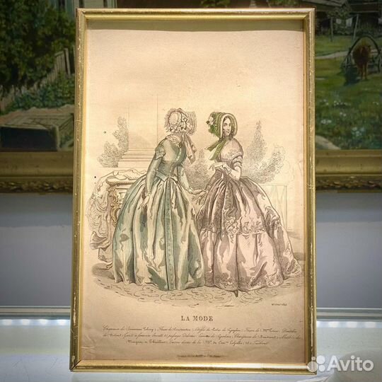 Антикварная литография Мода, 19-й век, Франция