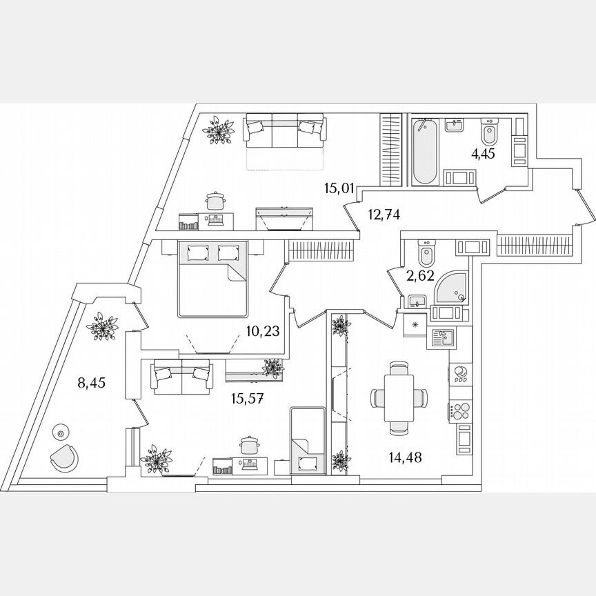 3-к. квартира, 79,3 м², 12/17 эт.