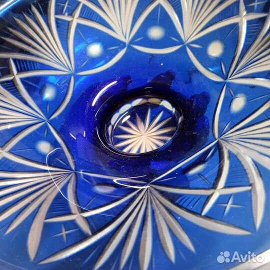 Ваза кобальтовое синее стекло СССР