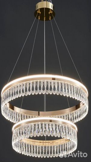 Люстра подвесная хрустальная из двух колец