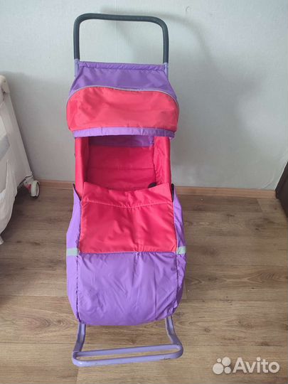 Санки с ручкой и колесиками, коляска-санки