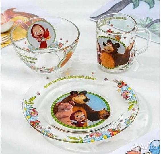 Набор детской посуды маша медведь