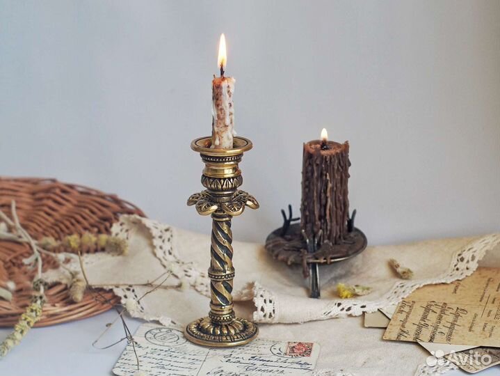 Подсвечник бронза 13 см винтаж