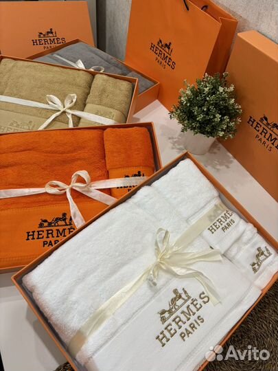 Банное Полотенце махровое «Hermes» 3 шт белое