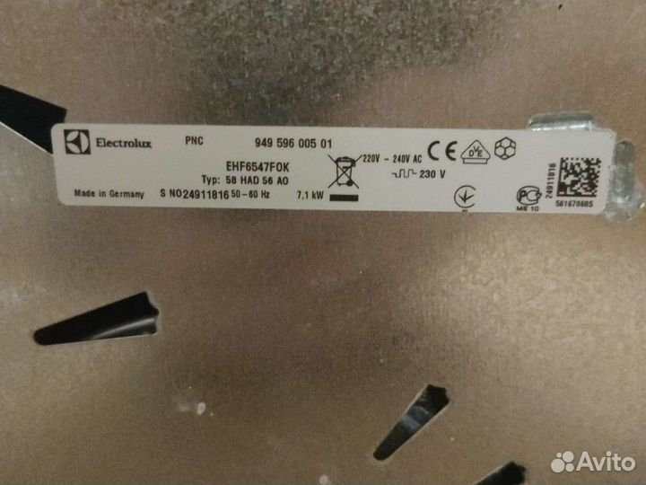 Варочная панель эл/инфрокр electrolux EHF 6547 FOK