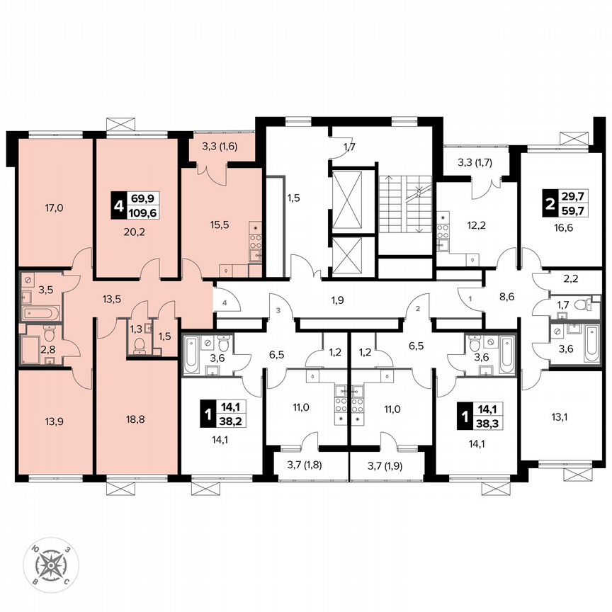 4-к. квартира, 109,6 м², 7/15 эт.