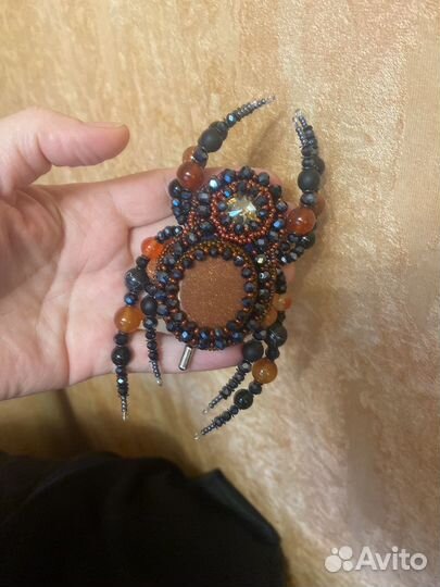 Брошь паук ручной работы