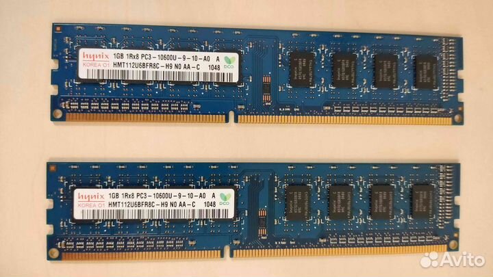 Оперативная память dimm DDR3 1 gb * 2 шт