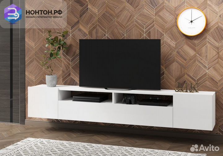 Тумба под тв Соло-16 белый / белый глянец