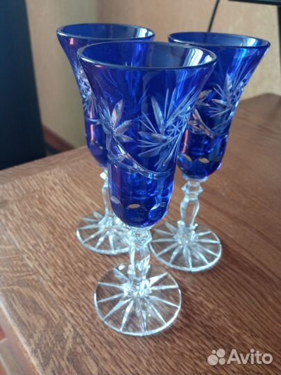 Рюмки цветной хрусталь Чехия. Ручная работа