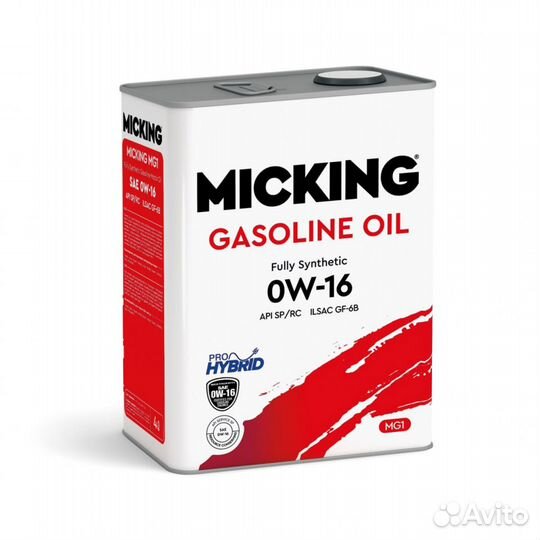 Micking Gasoline Oil MG1 0W-16 API SP/RC synth. 4л
