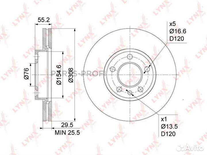 Lynxauto BN1204 Диск тормозной перед