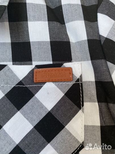 Рубашка для мальчика черно-белая клетка (98)