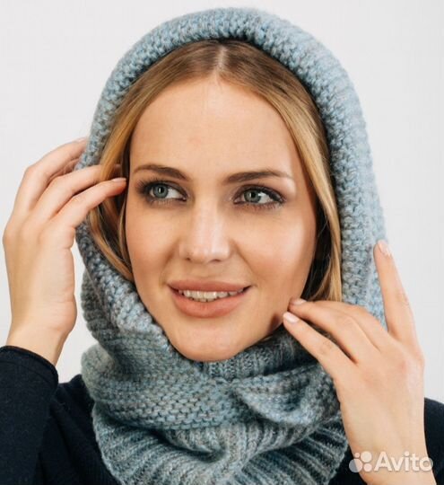 Шапка чалма женская, капор вязаный