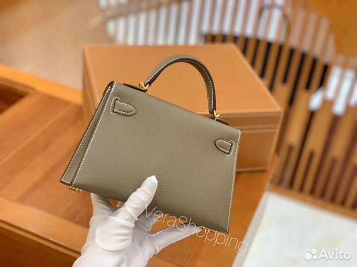 Сумка Hermes mini kelly 20 Etoupe GHW