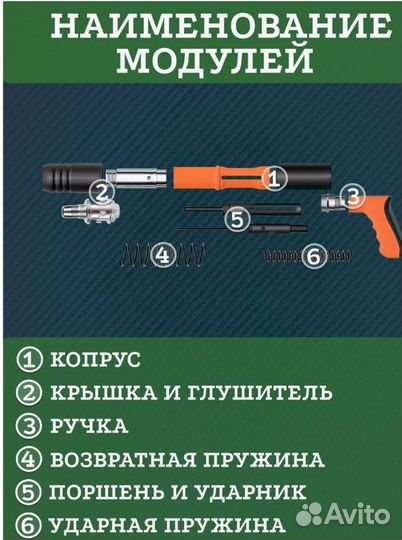 Пороховой монтажный пистолет в кейсе