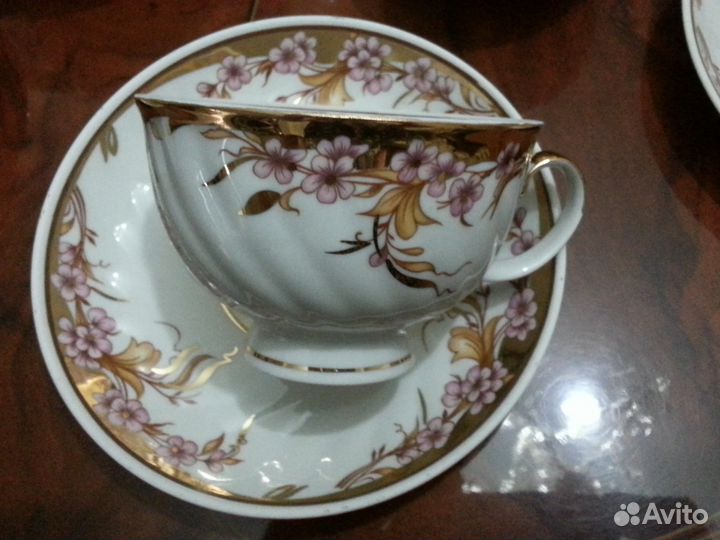 Чайный сервиз. Дулево. Фарфор. Позолота