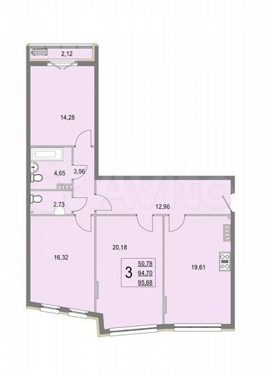 3-к. квартира, 95,8 м², 4/4 эт.