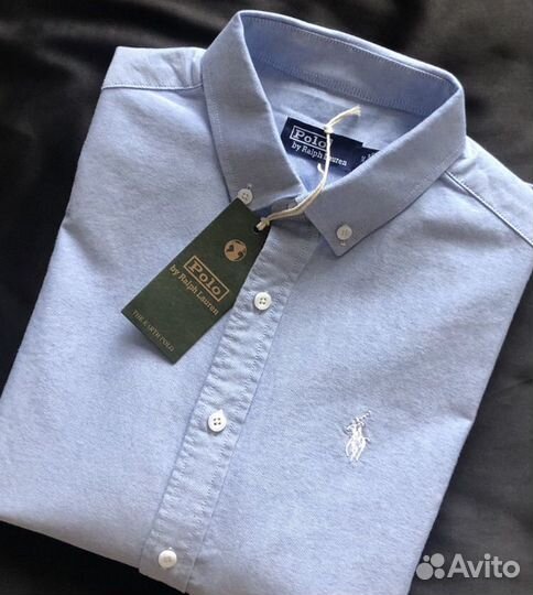 Рубашка голубая Ralph Lauren S-3XL