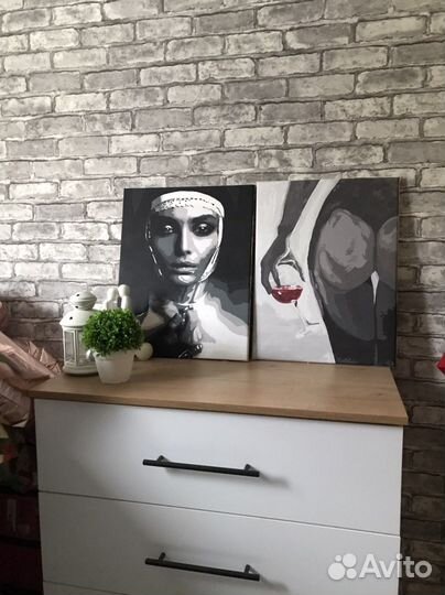 Картина монашка холст на раме, акрил