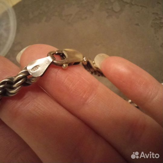 Цепь веревка серебро 925 Италия