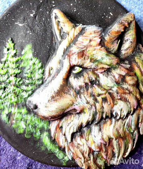 Панно волка из гипса