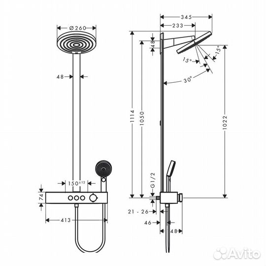 Душевая стойка Hansgrohe Pulsify 24240000 хром