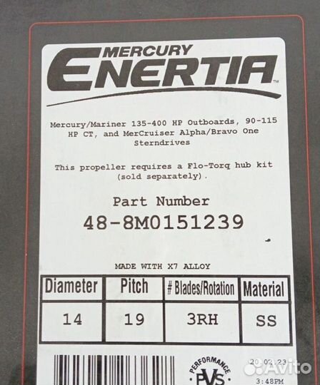 Винт Mercury Enertia 14 19