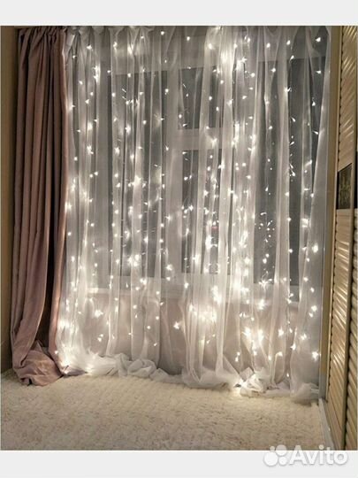 Гирлянда штора занавес 3*3, 3*2 разные оттенки