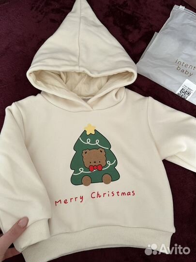 Толстовка худи детская 80 новогодняя