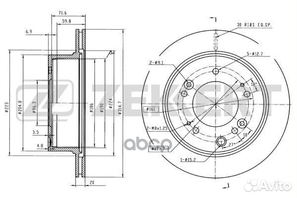 Диск торм. зад. Kia Sorento 06- bs-5393 Zekkert