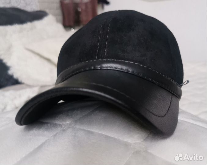 Бейсболка мужская зимняя 58рр замша