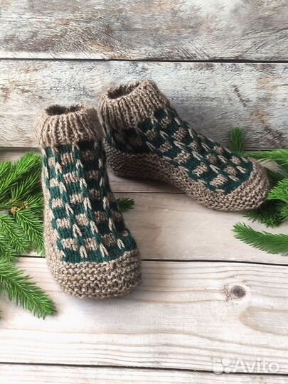 Носки шерстяные вязаные ручной работы