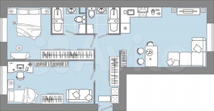 2-к. квартира, 68 м², 1/9 эт.