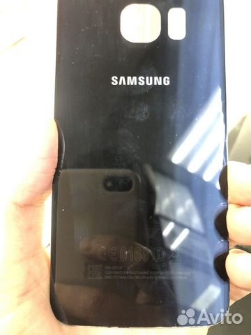 Задняя крышка Samsung G925F (S6 edge) синяя ориг