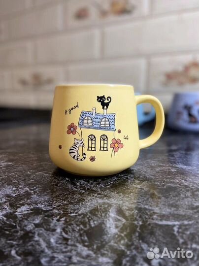 Кружки 450мл кошечки, фарфор