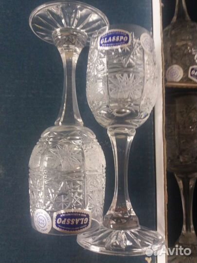 Хрустальные рюмки на ножке. Снежинка. Чехия