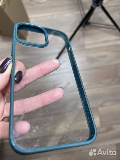 Чехол на iPhone 13 pro max прозрачный зеленый